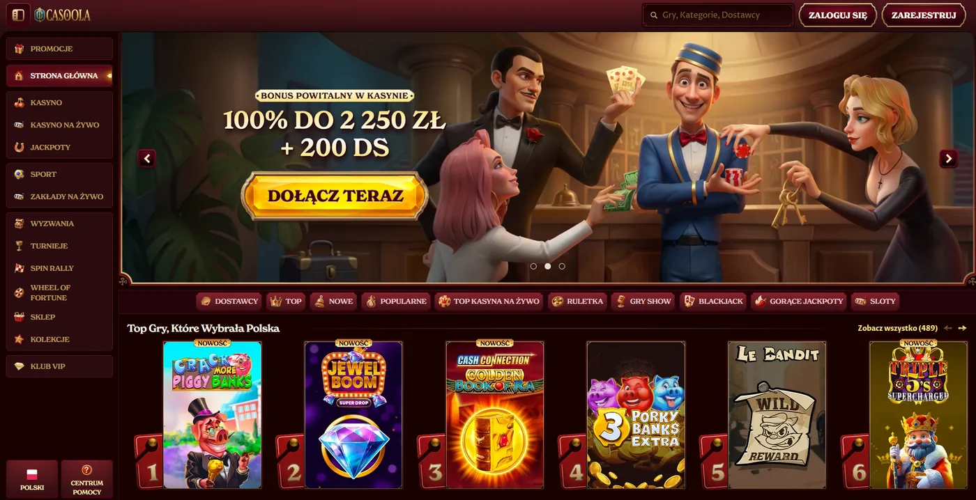 Gry dostępne w top kasyno online